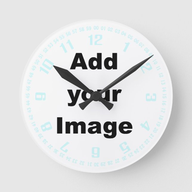 Clock template- Numbers & seconds pastel Add Image (Front)