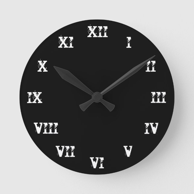 Clock Template: Roman Numerals: Broken Ghost Font (Front)