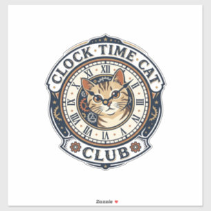 Clock Time Cat Cat Graphic Tee Art - Clock Time Ca