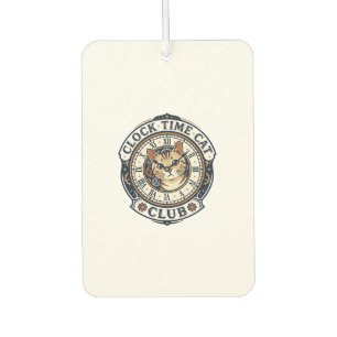 Clock Time Cat Cat Graphic Tee Art - Clock Time Ca Car Air Freshener
