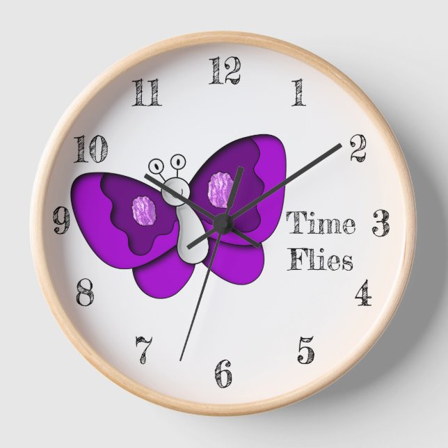 Clock Time Flies Custom Wall Clock By Zazz_it (Front)