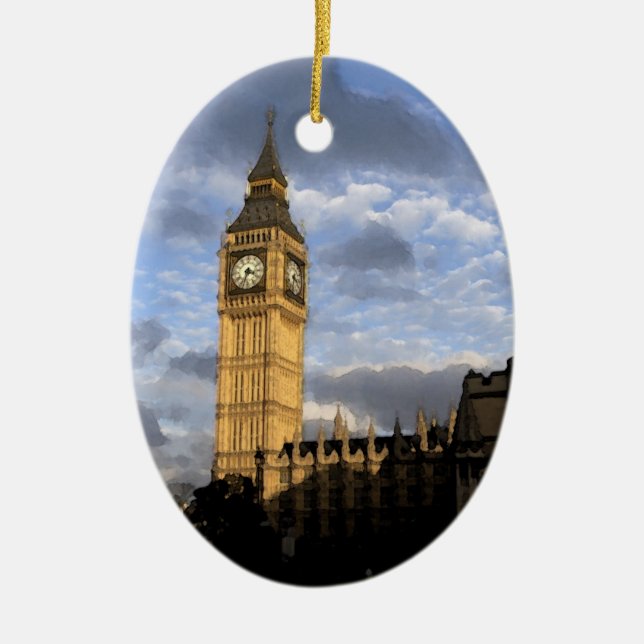 Clock Tower Ceramic Tree Decoration (Front)