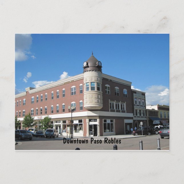Clock Tower Downtown Paso Robles Postcard (Front)