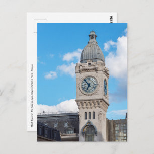 Clock Tower of the Gare de Lyon in Paris Postcard