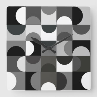 Clock Urban Contemporary Mid-Century Modern B+W