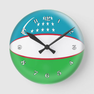 Clock Uzbekistan flag Bubble Design