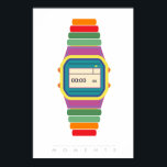 Clock Watch | Retro Pop Art Poster 70s 80s | Quote<br><div class="desc">"Time is not measured by clocks but by moments" 60's 70's 80's Retro poster - Minimalist Digital Watch Looks fabulous in a black frame. Follow me on Instagram or Facebook or subscribe for updates on TakaraBeech.com ... I'd love to connect with you. Share your new art work on social media...</div>