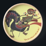 Clock with ethnic image and motivational quotes<br><div class="desc">Ethnic clock depicting dancing lumping horses make the interior more rustic and charming.</div>