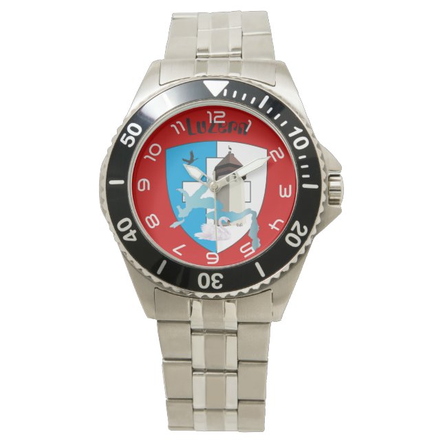clock with Swiss draft Lucerne Switzerland Watch (Front)