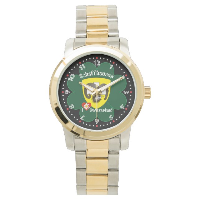 clock with Swiss draft Schaffhausen Switzerland Watch (Front)