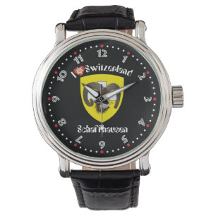clock with Swiss draft Schaffhausen Switzerland Watch