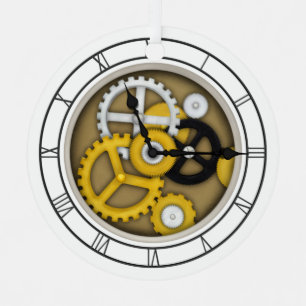 Clock with Visible Gears 3-D Illusion Customised Metal Tree Decoration