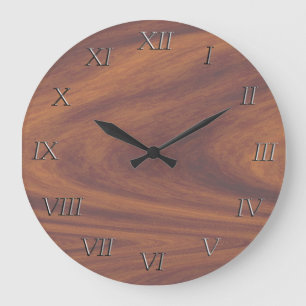Clock - Woodgrain with Metal Numerals