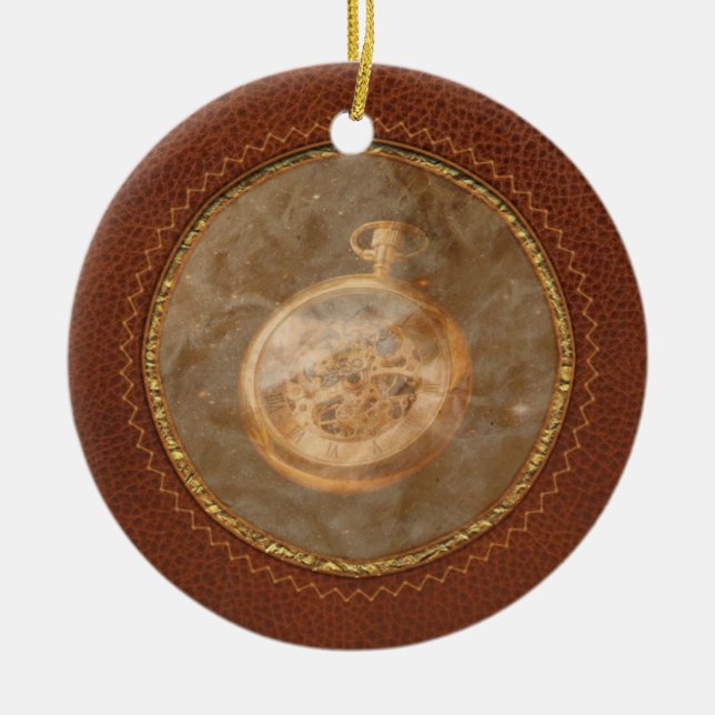 Clockmaker - Space time Ceramic Tree Decoration (Front)