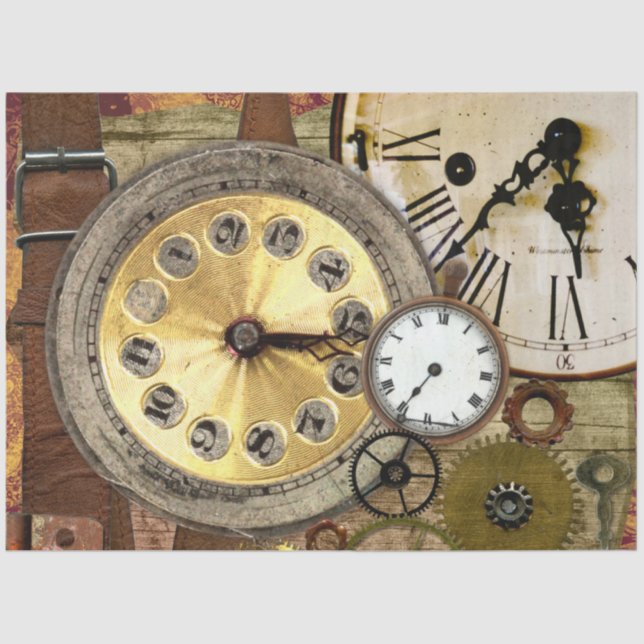 Clocks Gears 33 Decoupage Tissue Paper (Front)