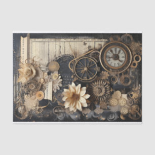 Clocks, Gears, Flowers and Ephemera Tissue Paper