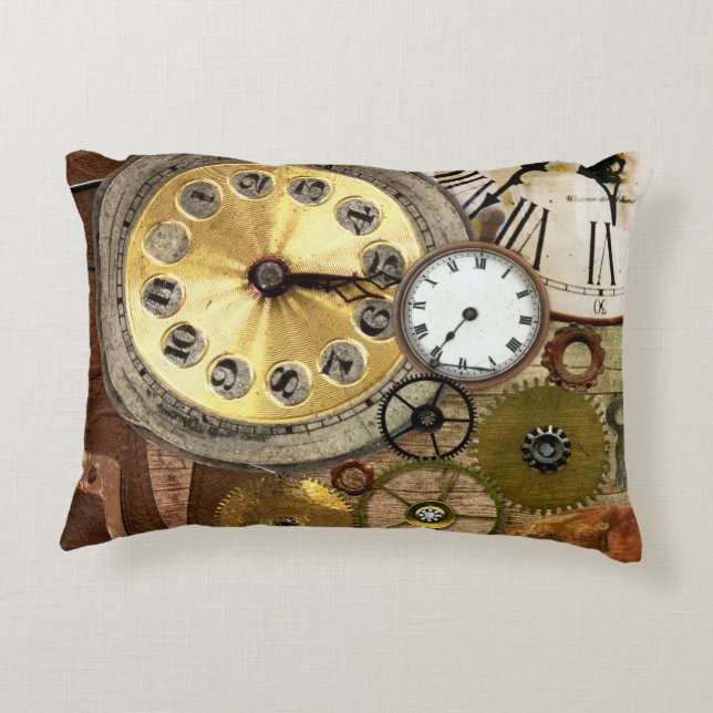 Clocks Rusty Old Steampunk Art Decorative Cushion (Back)