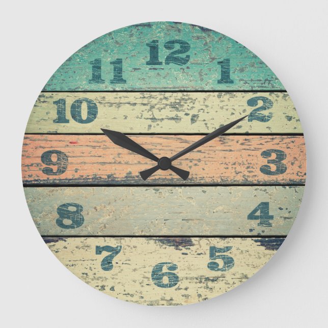 Clocks Shabby Beach Boards Rustic Decorative Wood (Front)