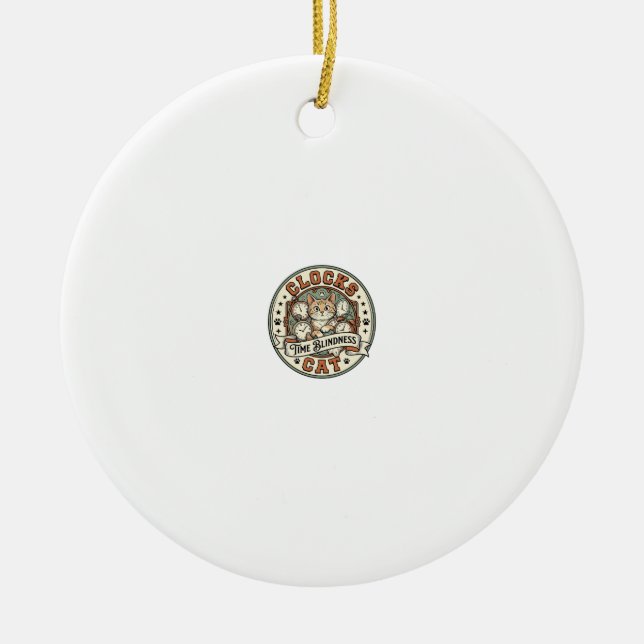 Clocks Time Blindness Cat Clocks Time Blindness Ca Ceramic Tree Decoration (Front)