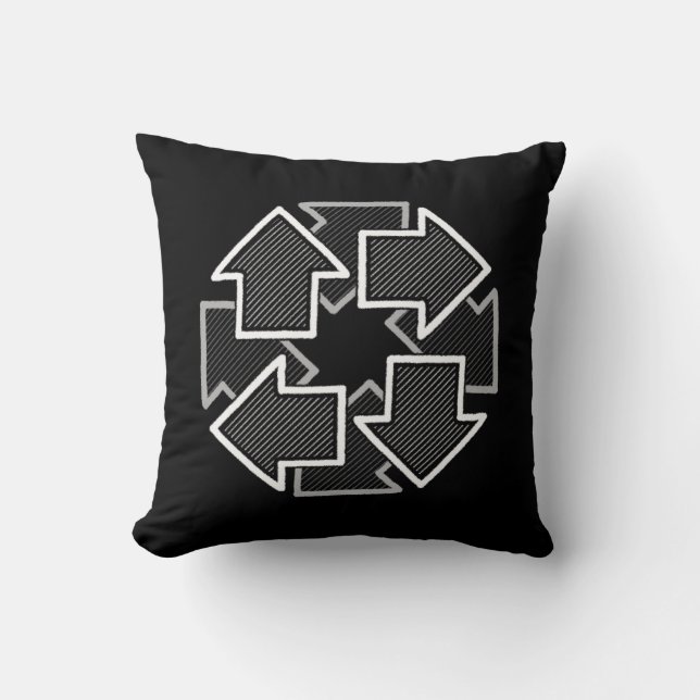Clockwise Arrows Minimal Geometric Black Variant 2 Cushion (Front)