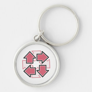 Clockwise Arrows Minimal Geometric Red Key Ring