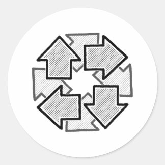 Clockwise Arrows Minimal Geometric White Variant 1 Classic Round Sticker