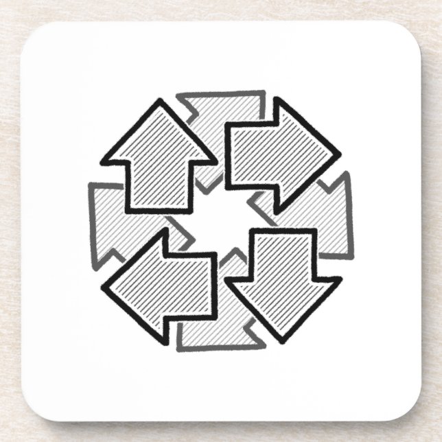 Clockwise Arrows Minimal Geometric White Variant 1 Coaster (Front)