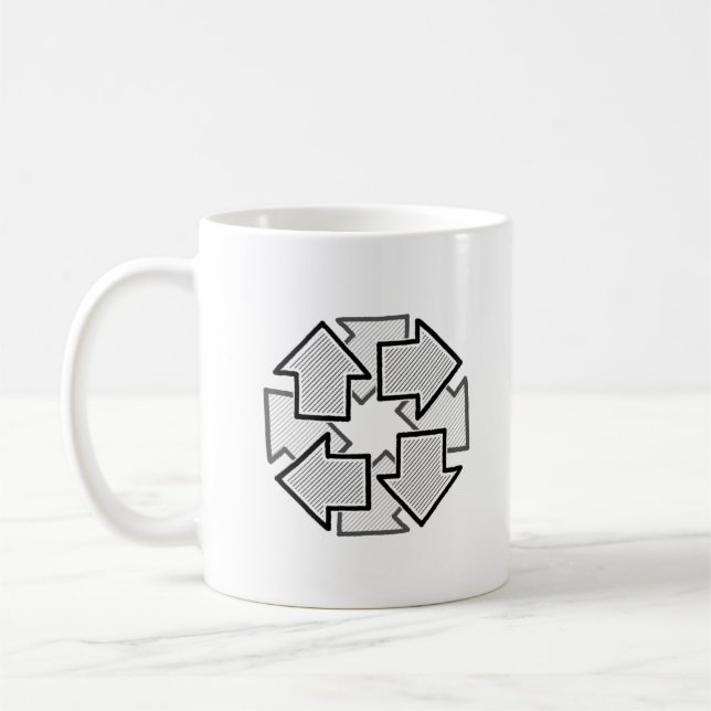 Clockwise Arrows Minimal Geometric White Variant 1 Coffee Mug (Left)