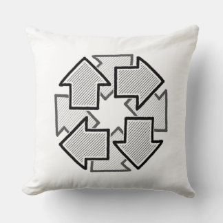 Clockwise Arrows Minimal Geometric White Variant 1 Cushion