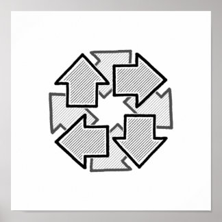 Clockwise Arrows Minimal Geometric White Variant 1 Poster