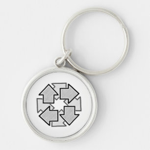 Clockwise Arrows Minimal Geometric White Varient 1 Key Ring