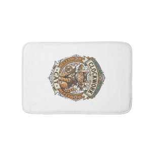 Clockwork Cat Cat Steampunk Vintage Vector Art Shi Bath Mat