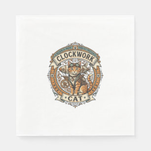 Clockwork Cat Cat Steampunk Vintage Vector Art Shi Napkin