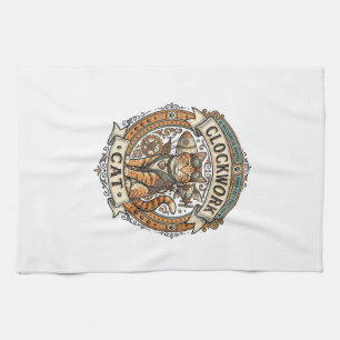 Clockwork Cat Cat Steampunk Vintage Vector Art Shi Tea Towel