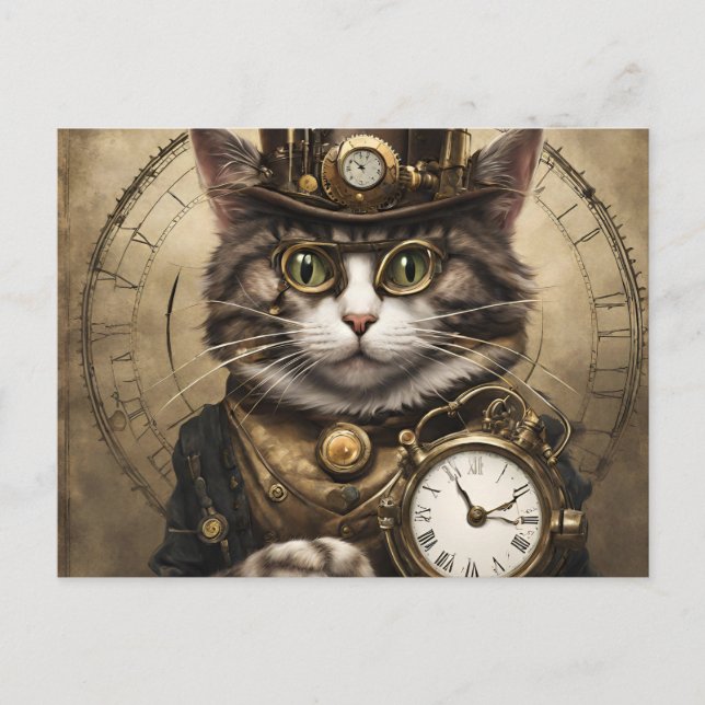 Clockwork Cat Postcard (Front)