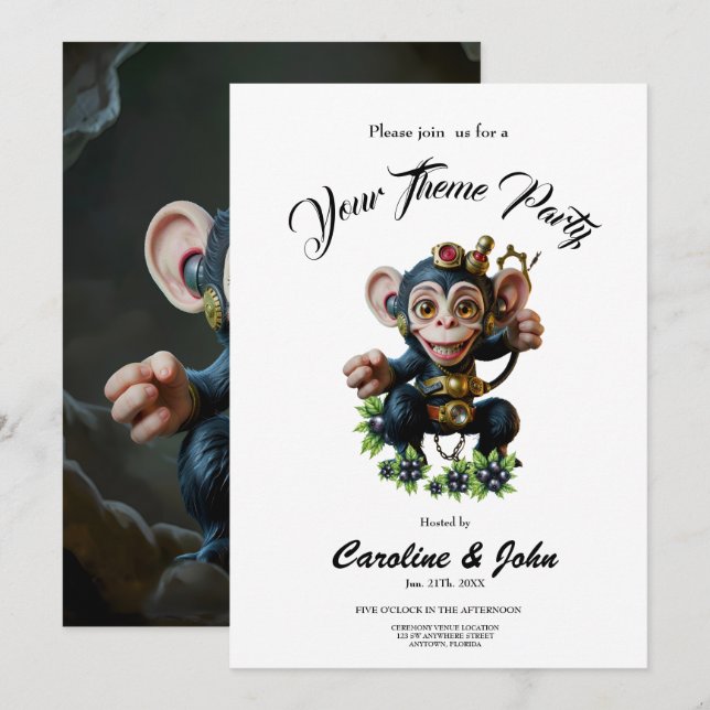 Clockwork Cavekeeper – The Whispering Monkey  Invitation (Front/Back)