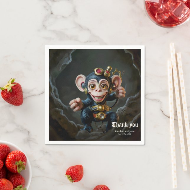 Clockwork Cavekeeper – The Whispering Monkey  Napkin (Insitu)