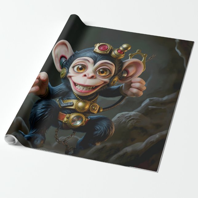 Clockwork Cavekeeper – The Whispering Monkey  Wrapping Paper (Unrolled)