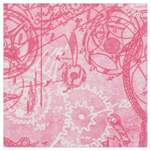 Clockwork Collage Pink Fabric