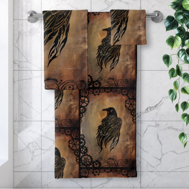 Clockwork Raven Bath Towel Set (Creator Uploaded)