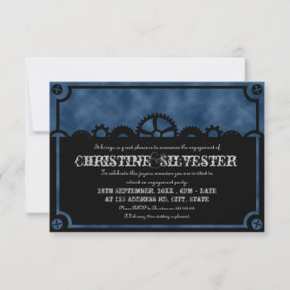 Clockwork Silhouette, 3.5"x5" engagement Invitation