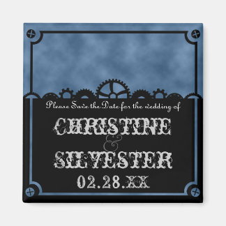 Clockwork Silhouette, square save the date magnet