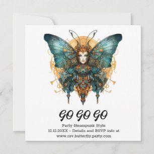 Clockwork Skipper Butterfly Steampunk Wedding Announcement