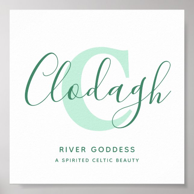 Clodagh name meaning shades of green text custom poster (Front)