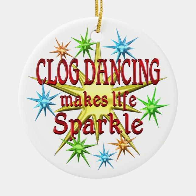 Clog Dancing Sparkles Ceramic Tree Decoration (Front)