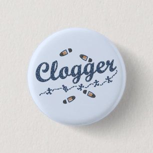 Clogger Dancers Shoes Clogging Blue 3 Cm Round Badge