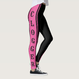 Clogger Pink and Black Clogging Clog Dancers Cute Leggings