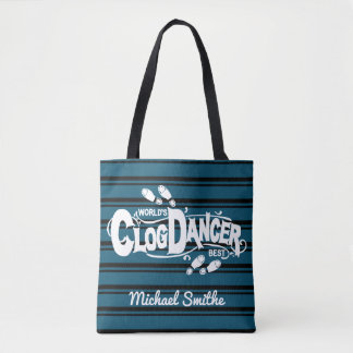 Clogging Clog Dancer Blue Vintage Stripes Add Name Tote Bag