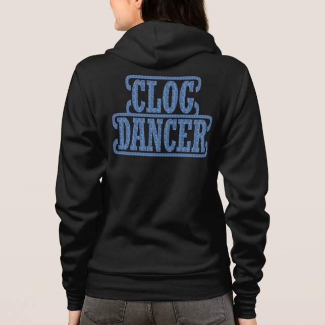 Clogging Clog Swirls Blue Dancers Typography Hoodie (Back)