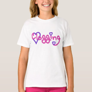 Clogging Dancers Love Stars Hearts Pink T-Shirt
